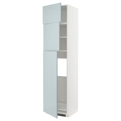 METOD High cab for fridge with 3 doors, white/Kallarp light grey-blue, 60x60x240 cm