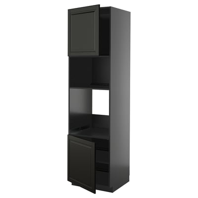 METOD High cabinet f built-in appliances, black-grey/Bodbyn black, 60x60x220 cm