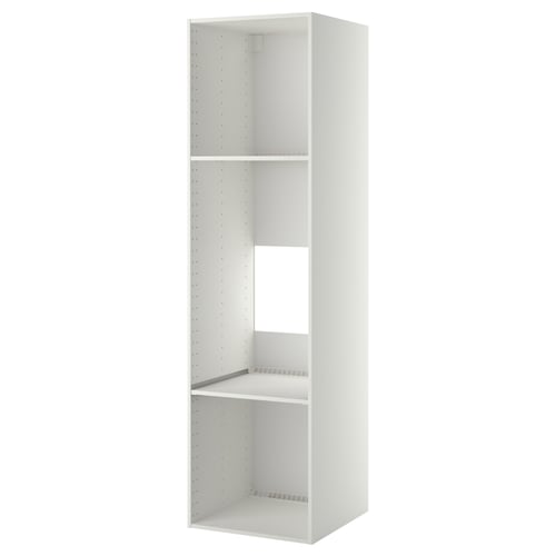 METOD white kitchen cabinet, tall, square, 2 shelves, melamine.