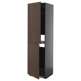 METOD High cabinet for fridge/freezer, black-grey/Sinarp brown, 60x60x220 cm