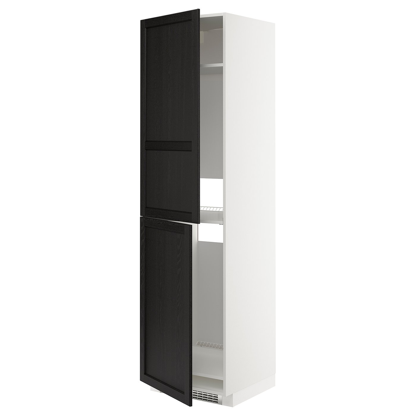 IKEA METOD High cabinet for fridge/freezer 60x60x220 cm LERHYTTAN black stained/white