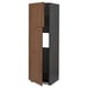METOD High cabinet for fridge w 2 doors, black Enköping/brown walnut effect, 60x60x200 cm