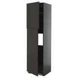 METOD High cabinet for fridge w 2 doors, black-grey/Nickebo matt anthracite, 60x60x220 cm