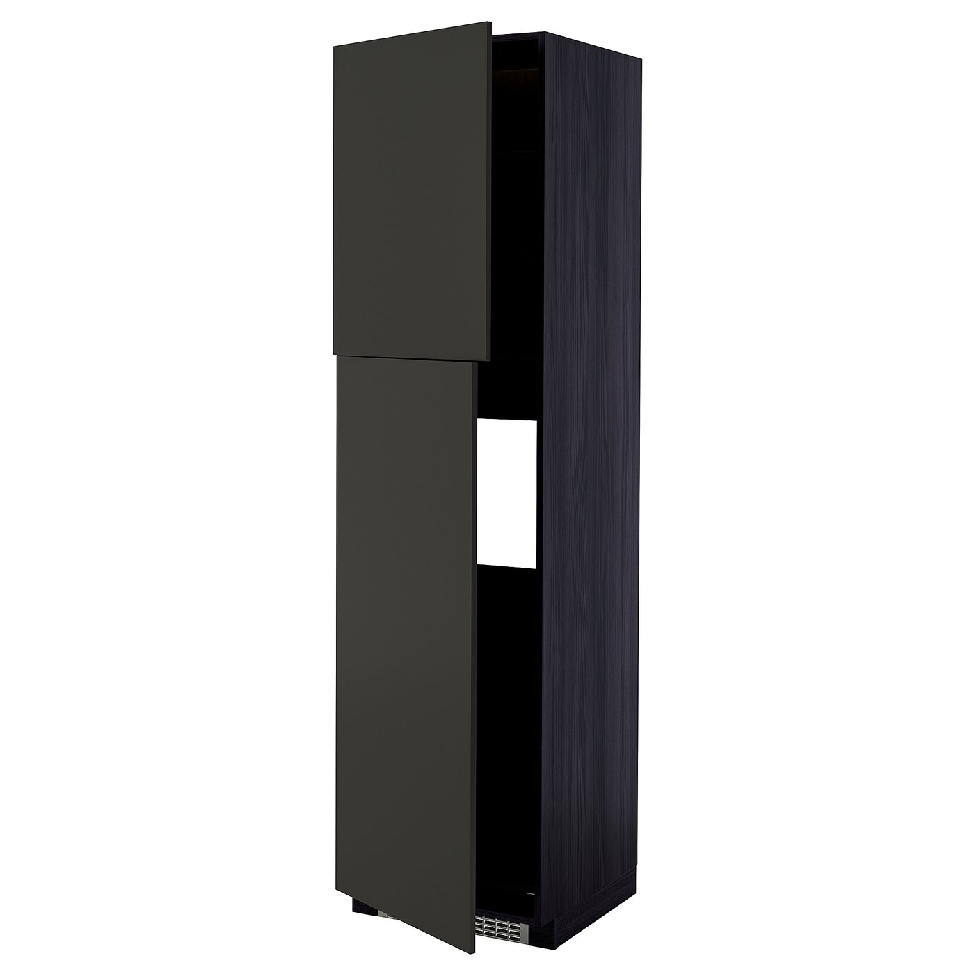 IKEA METOD High cabinet for fridge with 2 doors 60x60x220 cm black/Nickebo matt anthracite