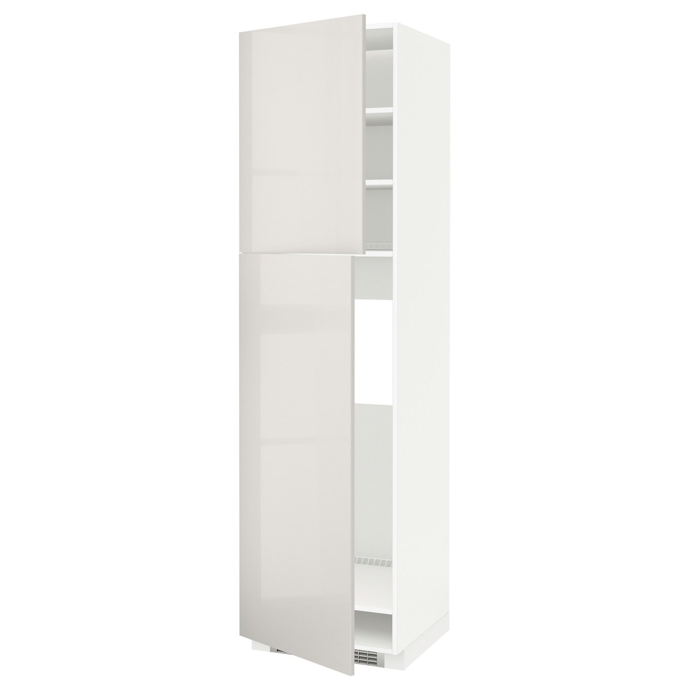 IKEA METOD High cabinet for fridge with 2 doors 60x60x220 cm white/RINGHULT light grey