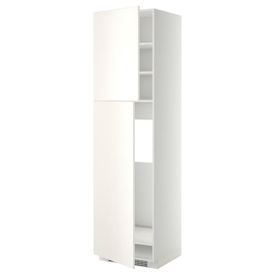 METOD High cabinet for fridge w 2 doors, white/Veddinge white, 60x60x220 cm