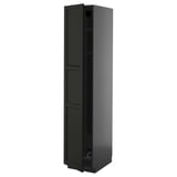 METOD High cabinet w shelves/wire basket, black-grey/Lerhyttan black stained, 40x60x200 cm