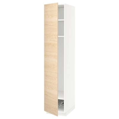 METOD High cabinet w shelves/wire basket, white/Askersund light ash effect, 40x60x200 cm