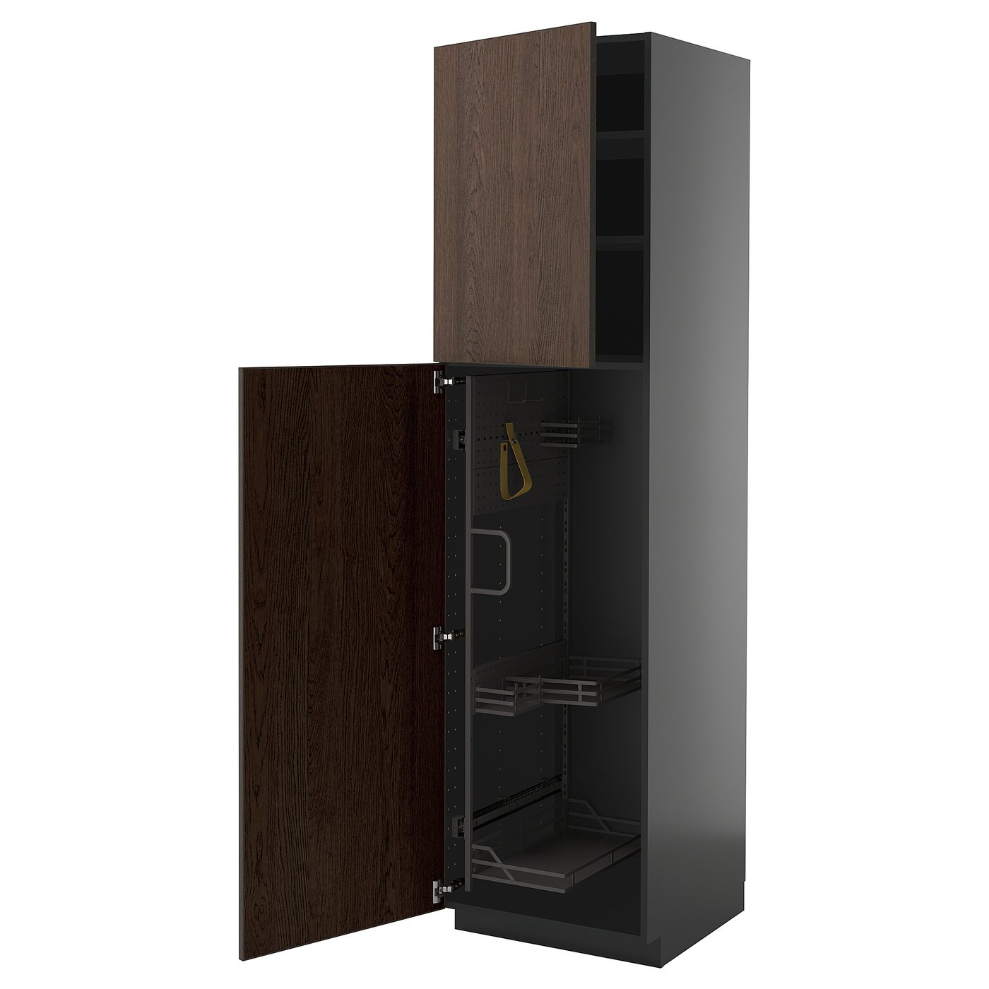 IKEA METOD High cabinet with cleaning interior 60x60x220 cm black-grey/SINARP brown