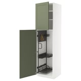 METOD High cabinet with cleaning interior, white/Axstad grey-green, 60x60x220 cm