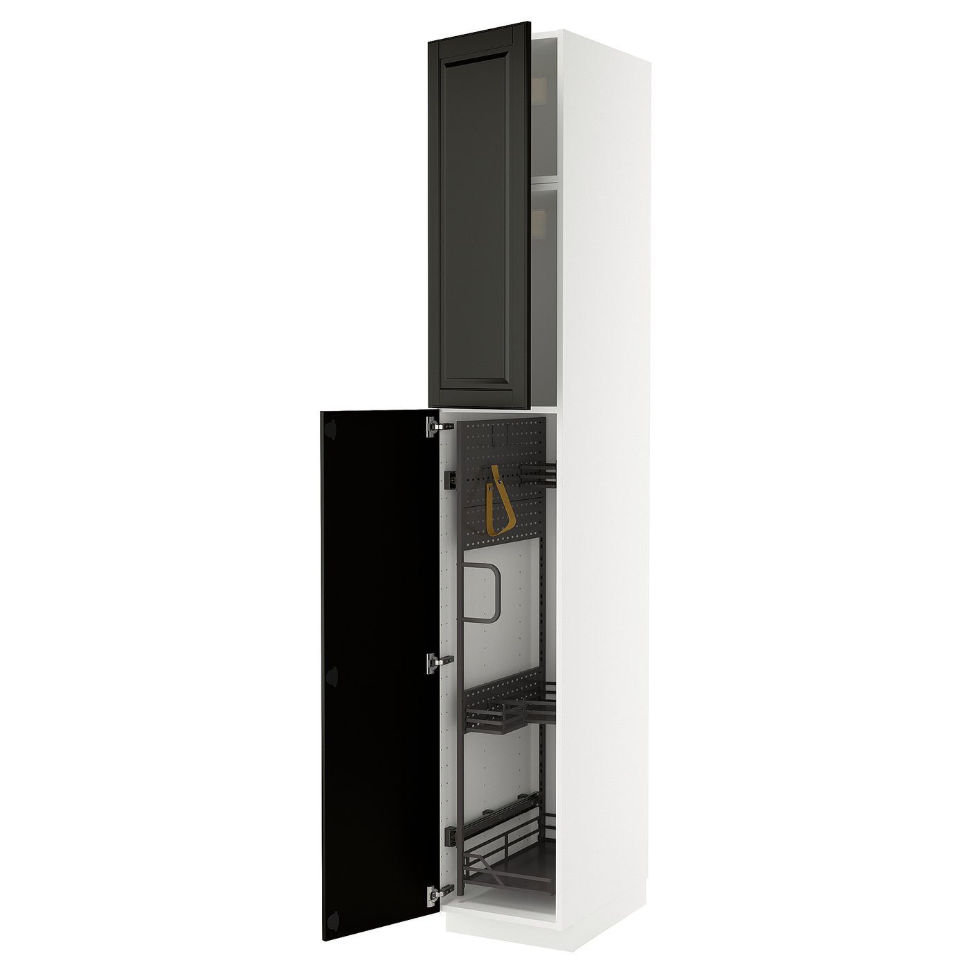 IKEA METOD High cabinet with cleaning interior 40x60x240 cm white/BODBYN black