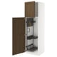 METOD High cabinet with cleaning interior, white Enköping/brown walnut effect, 60x60x200 cm