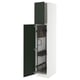 A white METOD tall cabinet with green doors and internal organisers. It has a modern, sleek design with a 25-year guarantee.
