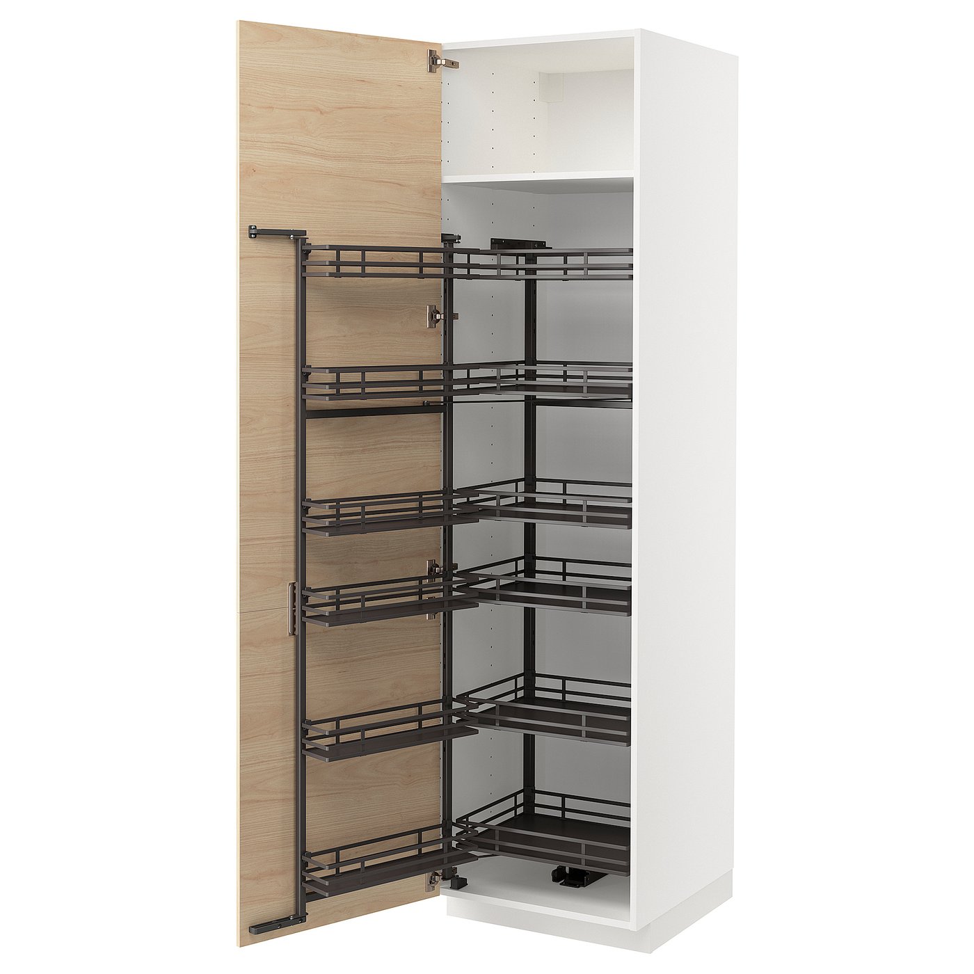 IKEA METOD High cabinet with pull-out larder 60x60x220 cm ASKERSUND white/light ash effect