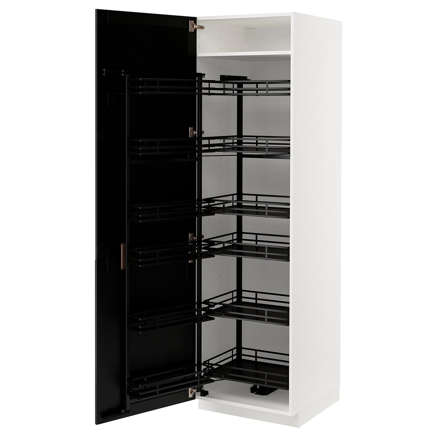 IKEA METOD High cabinet with pull-out larder 60x60x200 cm MAXIMERA white/LERHYTTAN black stained