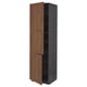 METOD High cabinet with shelves/2 doors, black Enköping/brown walnut effect, 60x60x220 cm