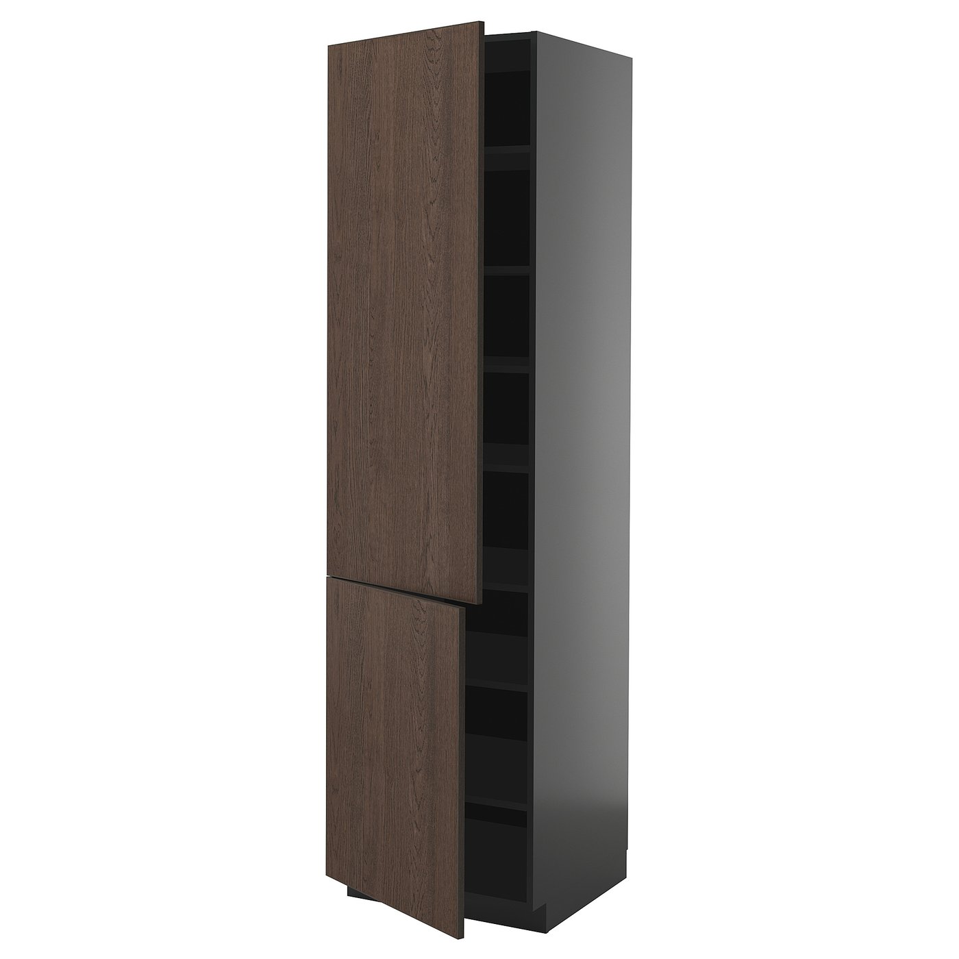 IKEA METOD High cabinet with shelves and 2 doors 60x60x220 cm SINARP black-grey/brown