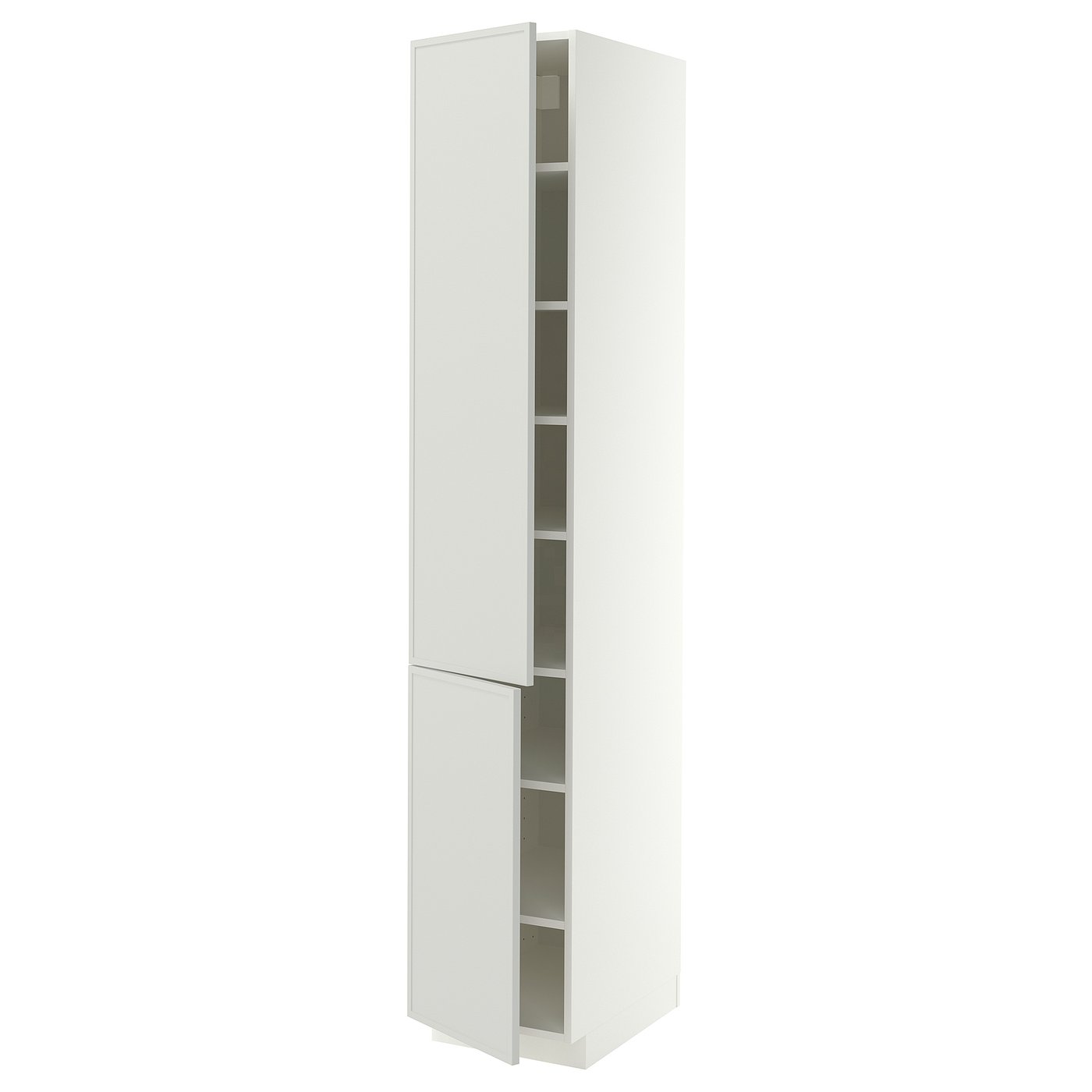 IKEA METOD High cabinet with shelves and 2 doors 40x60x220 cm white/ASPUDDEN light grey