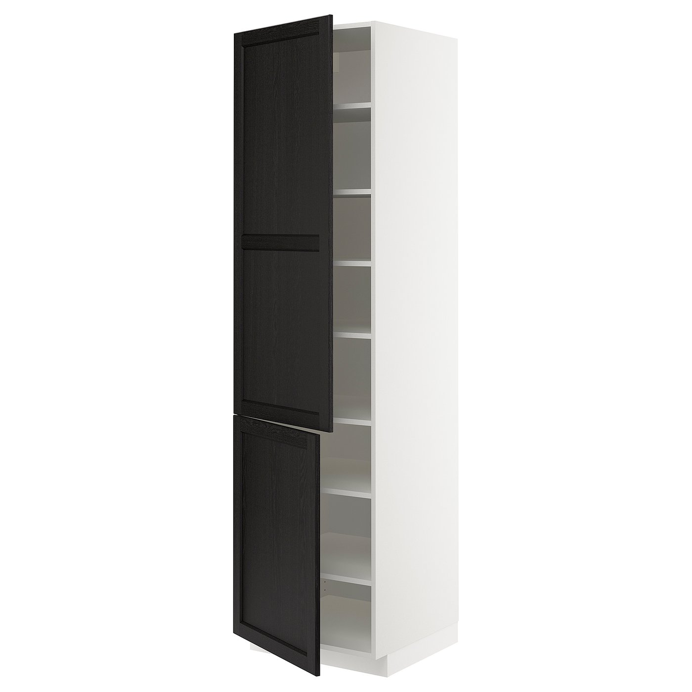 IKEA METOD High cabinet with shelves 60x60x220 cm LERHYTTAN black stained/white