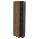 METOD High cabinet with shelves, black Enköping/brown walnut effect, 60x37x200 cm