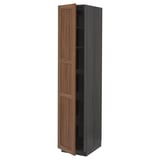 METOD High cabinet with shelves, black Enköping/brown walnut effect, 40x60x200 cm