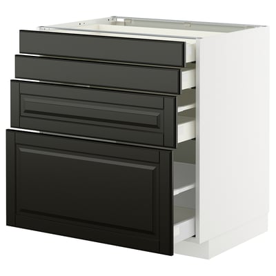 METOD / MAXIMERA Base cab 4 frnts/4 drawers, white/Bodbyn black, 80x60 cm