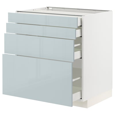 METOD / MAXIMERA Base cab 4 frnts/4 drawers, white/Kallarp light grey-blue, 80x60 cm