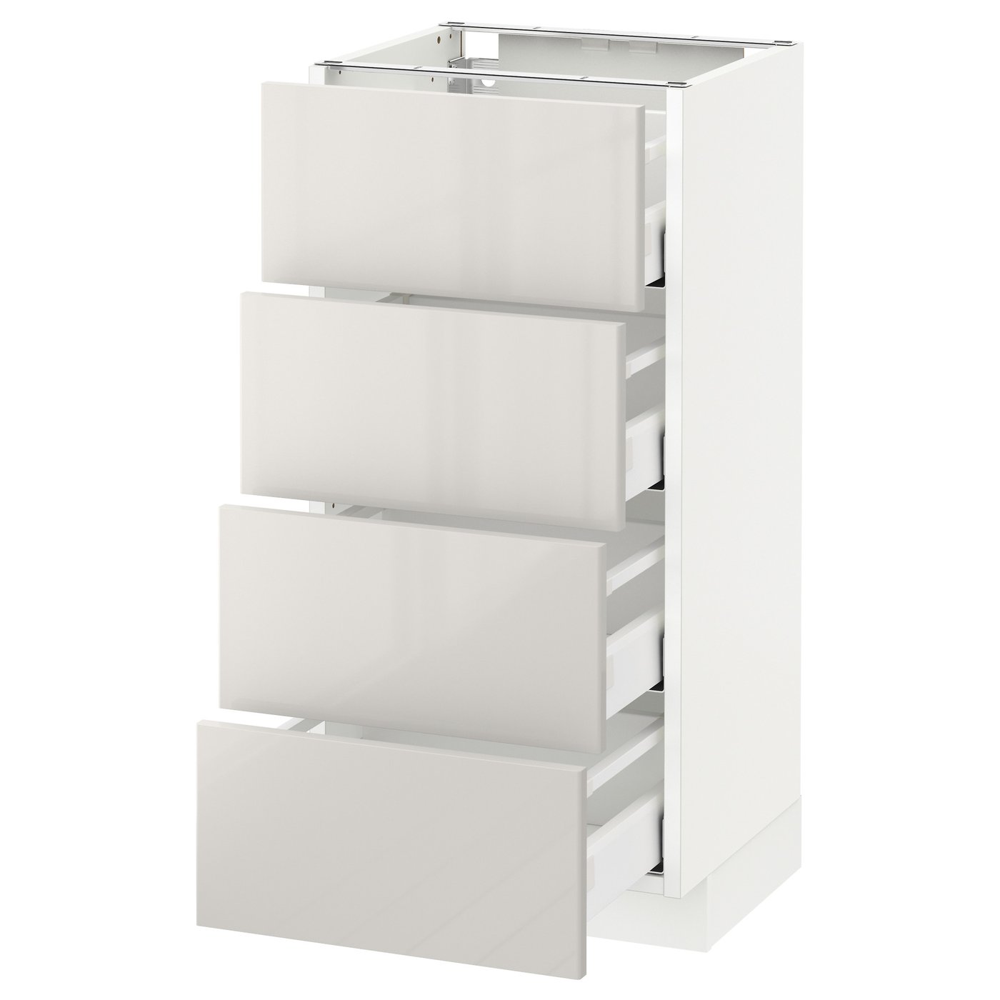 IKEA METOD Base cabinet with 4 fronts and 4 drawers 40x37 cm MAXIMERA white/RINGHULT light grey