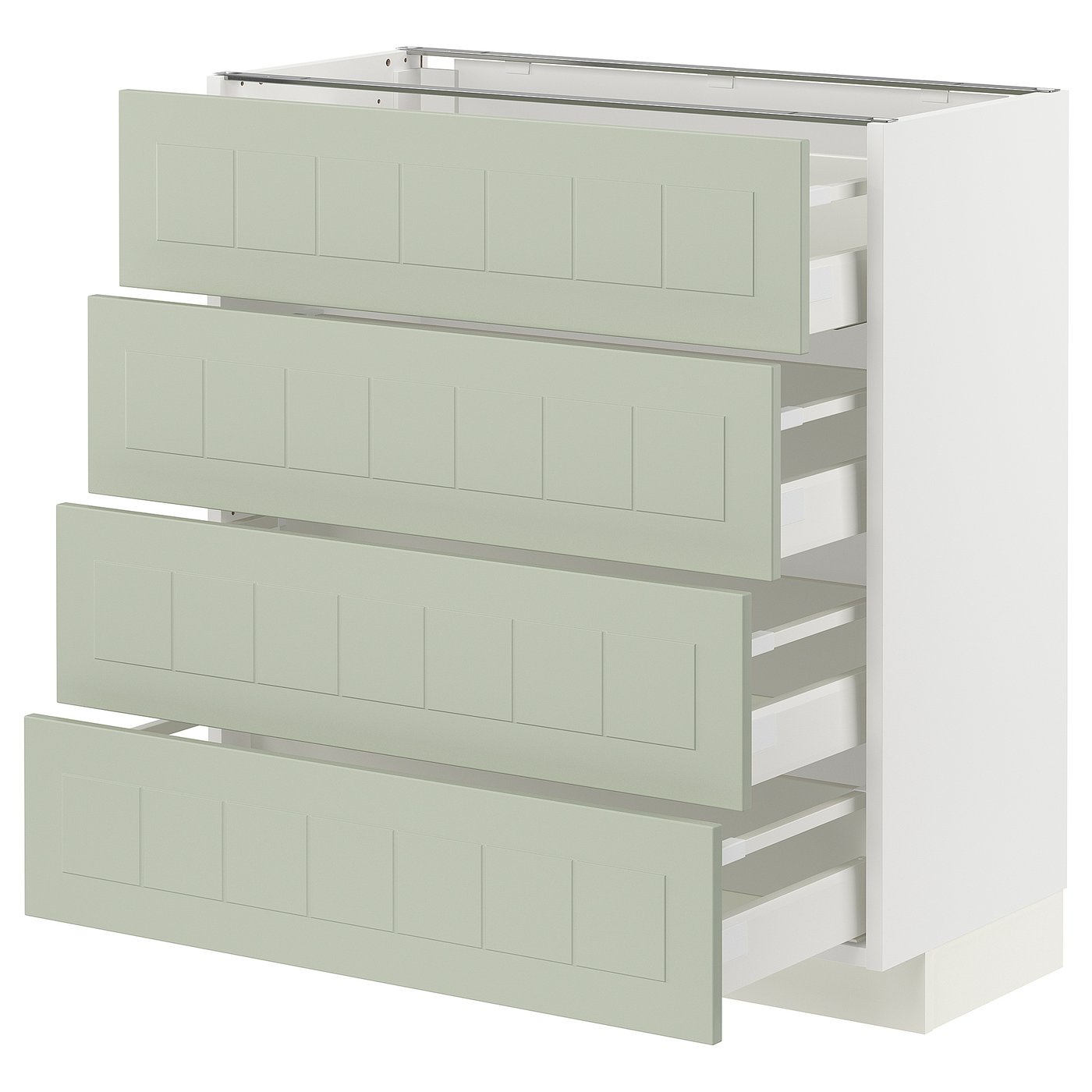 IKEA METOD Base cabinet with 4 drawers 80x37 cm MAXIMERA white/STENSUND light green