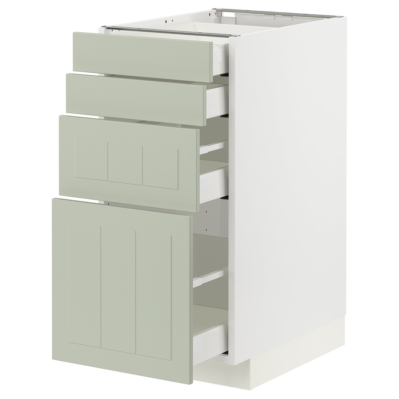 IKEA METOD Base cabinet with 4 drawers 40x60 cm MAXIMERA white/STENSUND light green
