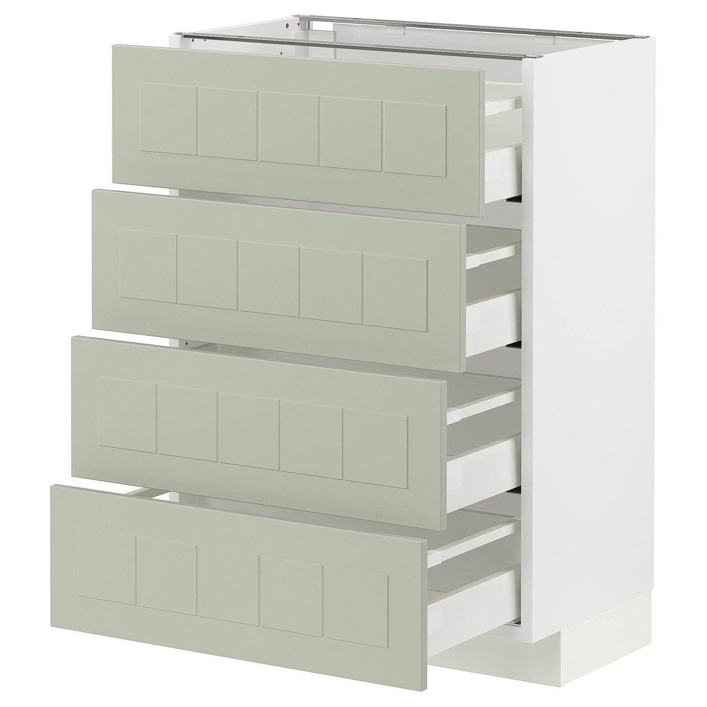 IKEA METOD Base cabinet with 4 drawers 60x37 cm MAXIMERA white/STENSUND light green