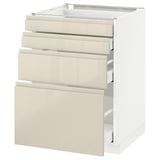 METOD / MAXIMERA Base cab 4 frnts/4 drawers, white/Voxtorp high-gloss light beige, 60x60 cm