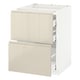 METOD / MAXIMERA Base cab f hob/2 fronts/3 drawers, white/Voxtorp high-gloss light beige, 60x60 cm
