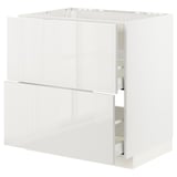 METOD / MAXIMERA Base cab f hob/int extractor w drw, white/Ringhult light grey, 80x60 cm