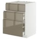 METOD / MAXIMERA Base cab f hob/int extractor w drw, white/Voxtorp high-gloss dark grey-brown, 60x60 cm