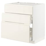 METOD / MAXIMERA Base cab f hob/int extractor w drw, white/Voxtorp high-gloss light beige, 80x60 cm