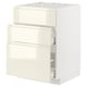 METOD / MAXIMERA Base cab f hob/int extractor w drw, white/Voxtorp high-gloss light beige, 60x60 cm