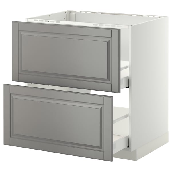 METOD / MAXIMERA Base cab f sink+2 fronts/2 drawers, white/Bodbyn grey, 80x60 cm