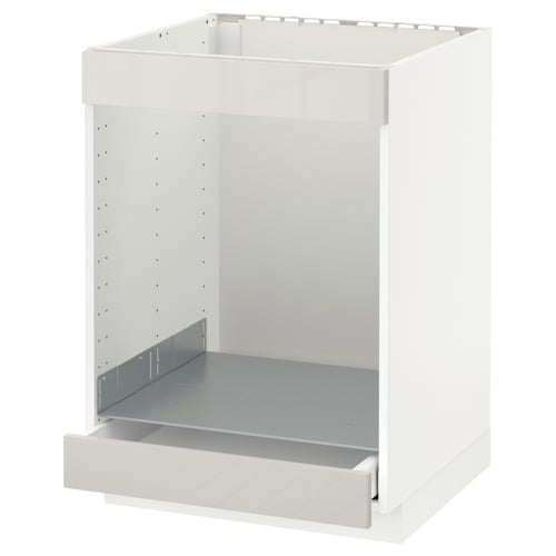METOD white kitchen cabinet with drawer - modern, glossy design, steel & particleboard.
