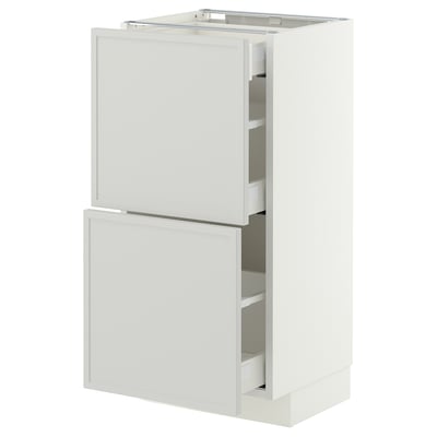 METOD / MAXIMERA Base cab with 2 fronts/3 drawers, white/Aspudden light grey, 40x37 cm