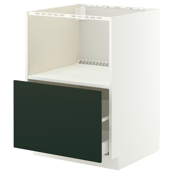 METOD / MAXIMERA Base cabinet f built-in appliances, white/Havstorp deep green, 60x60 cm