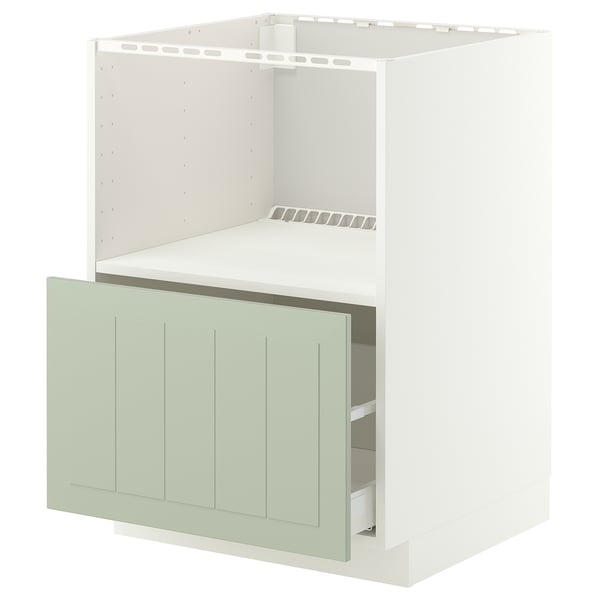 METOD / MAXIMERA Base cabinet f built-in appliances, white/Stensund light green, 60x60 cm