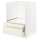 METOD / MAXIMERA Base cabinet f combi micro/drawers, white/Voxtorp high-gloss light beige, 60x60 cm
