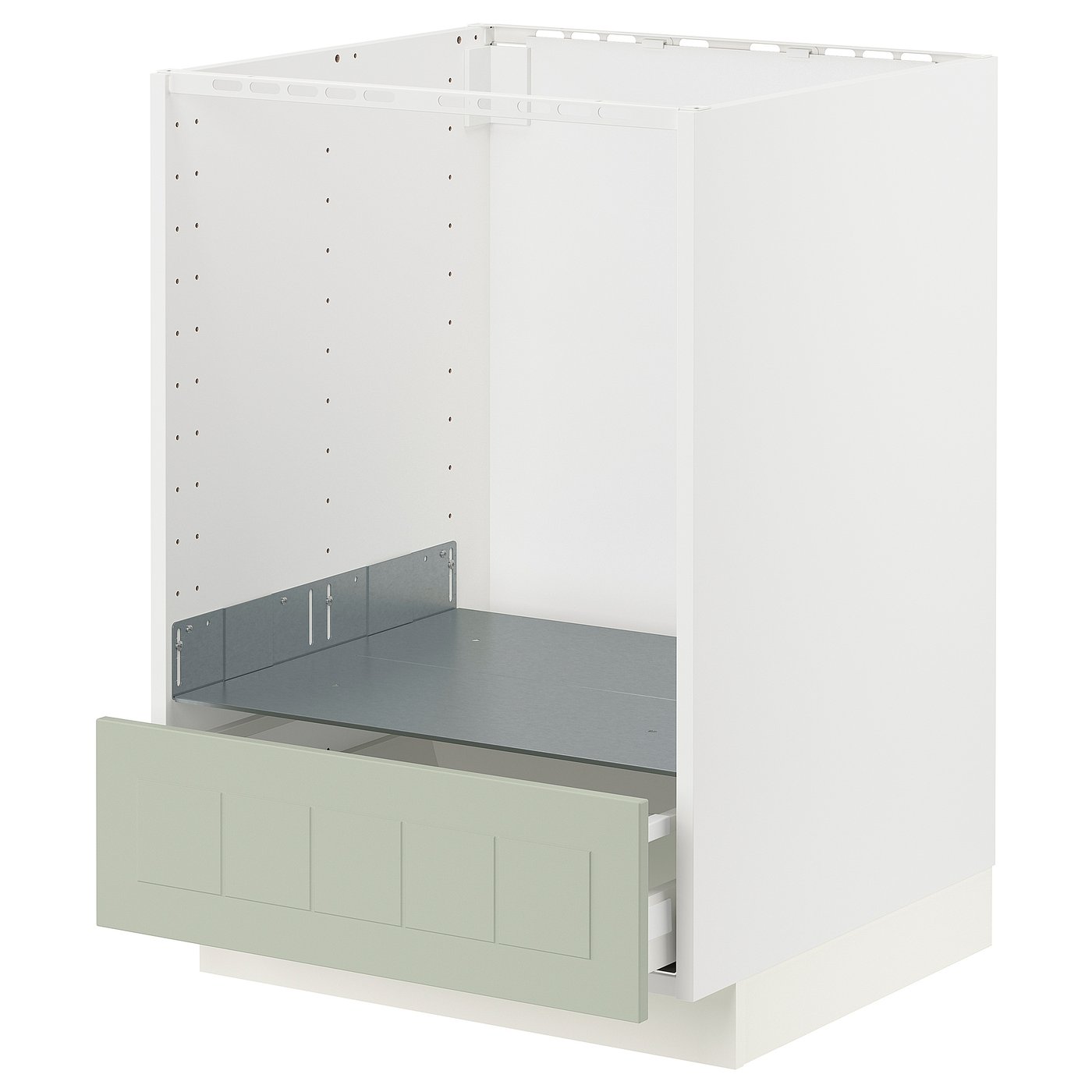 IKEA METOD Base cabinet for oven with drawer 60x60 cm MAXIMERA white/STENSUND light green