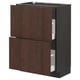 METOD / MAXIMERA Base cabinet with 2 drawers, black/Sinarp brown, 60x37 cm