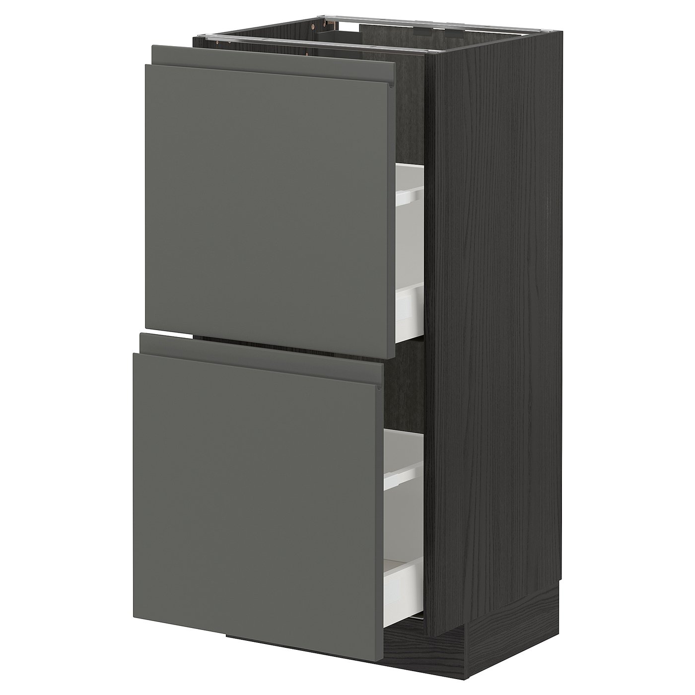 IKEA METOD Base cabinet with 2 drawers 40x37 cm MAXIMERA black/VOXTORP dark grey