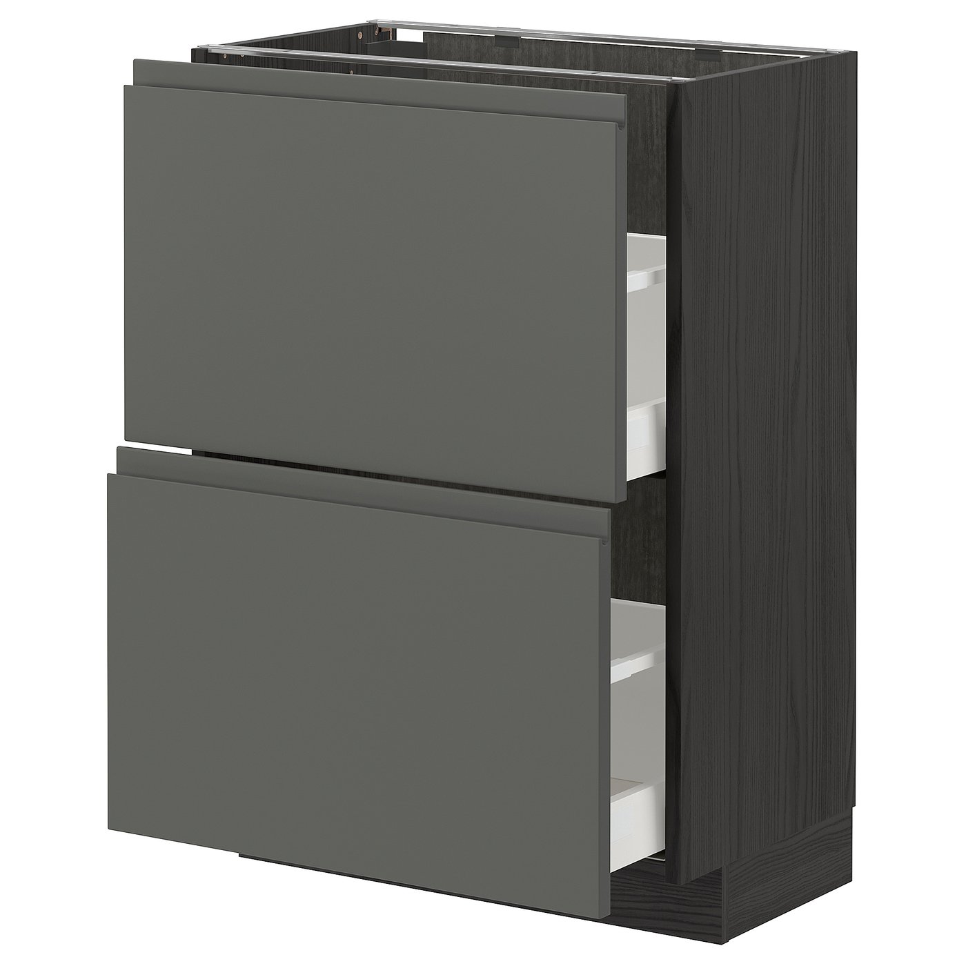 IKEA METOD Base cabinet with 2 drawers 60x37 cm MAXIMERA black/VOXTORP dark grey