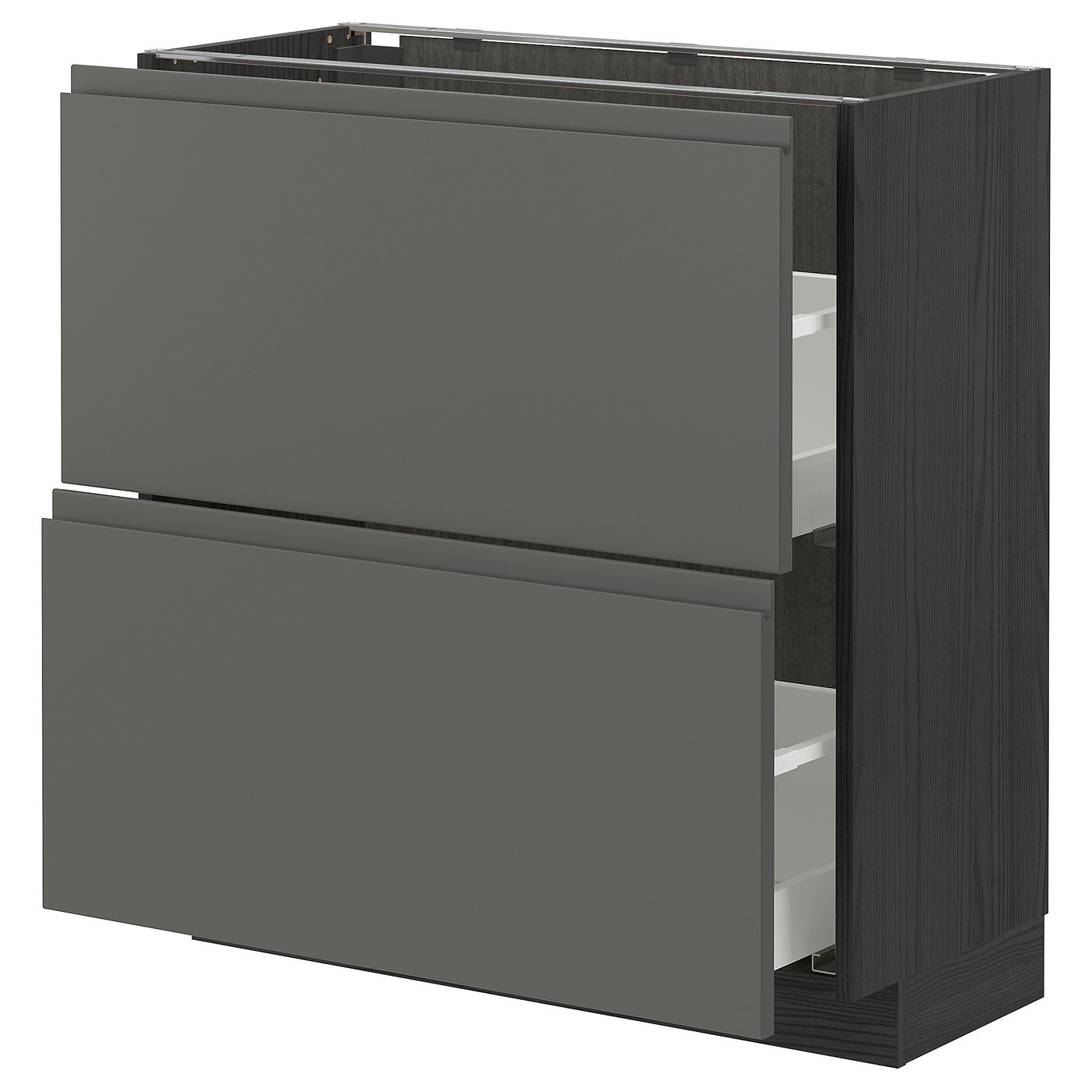 IKEA METOD Base cabinet with 2 drawers 80x37 cm MAXIMERA black/VOXTORP dark grey