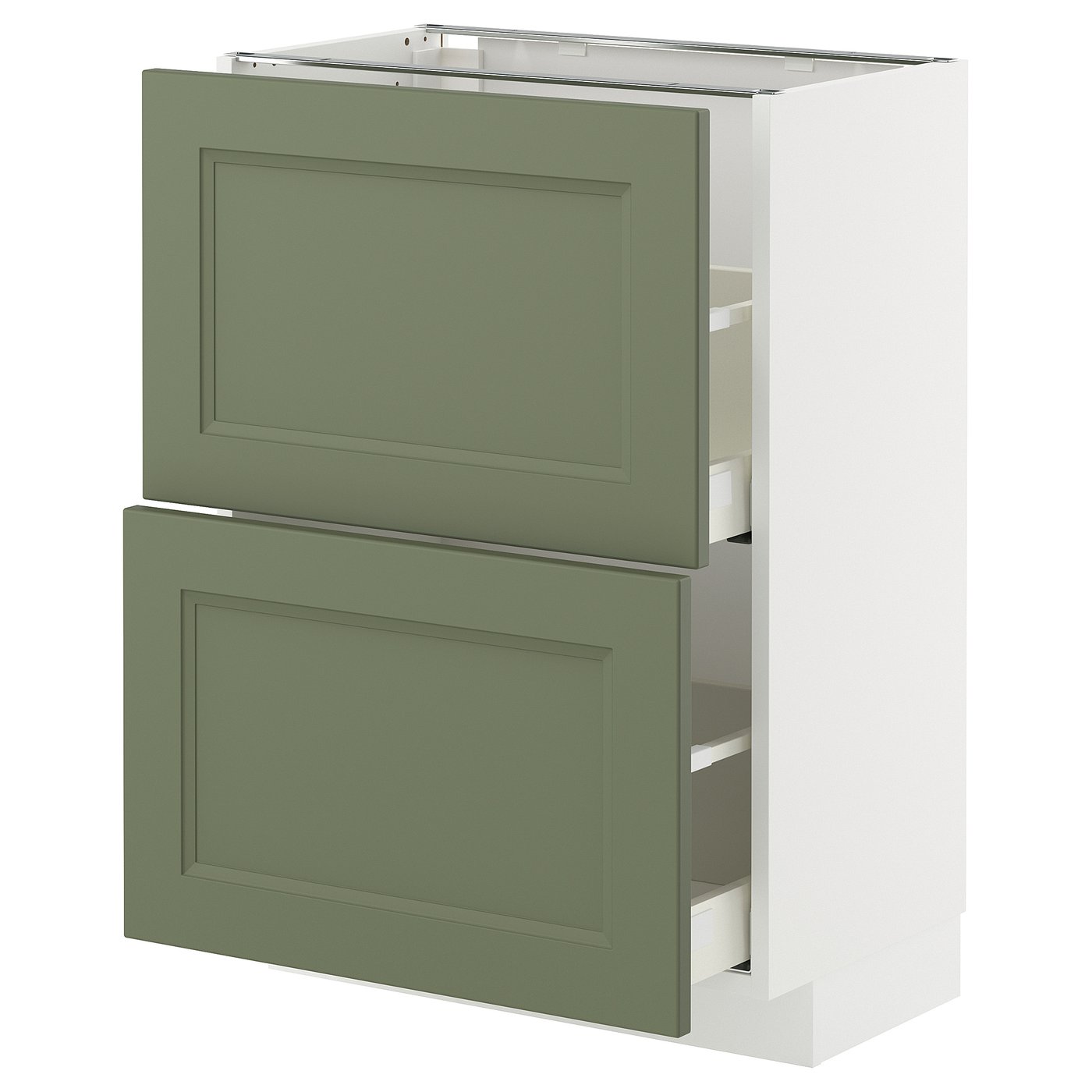 IKEA METOD Base cabinet with 2 drawers 60x37 cm MAXIMERA white/AXSTAD grey-green
