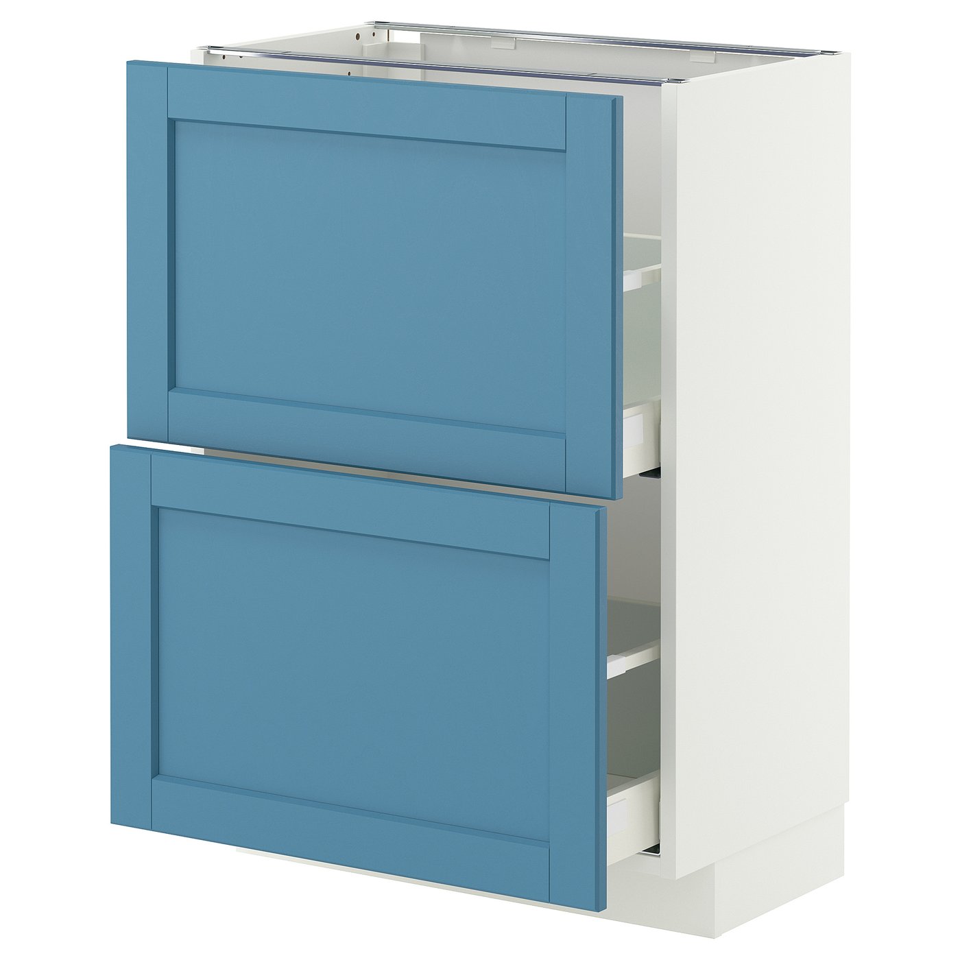 IKEA METOD Base cabinet with 2 drawers 60x37 cm MAXIMERA white/LERHYTTAN blue